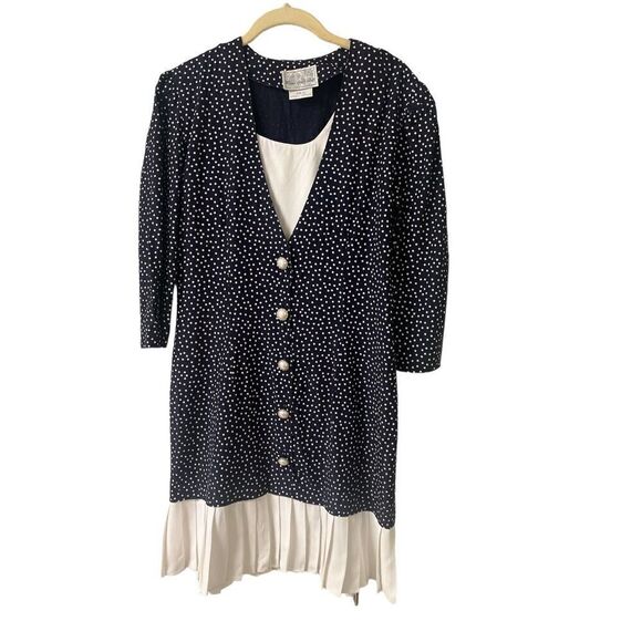 Vintage Paris Sport  Club dress navy print sz 11 - Picture 1 of 4